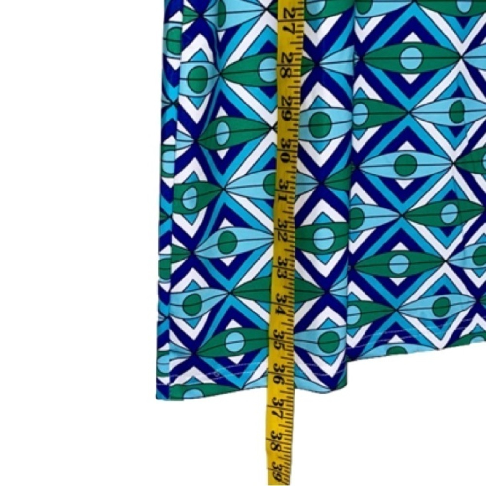 TRACEY NEGOSHIAN Shift Dress Embroidered V Neck Geometric Blue Green Women S - Picture 5 of 10